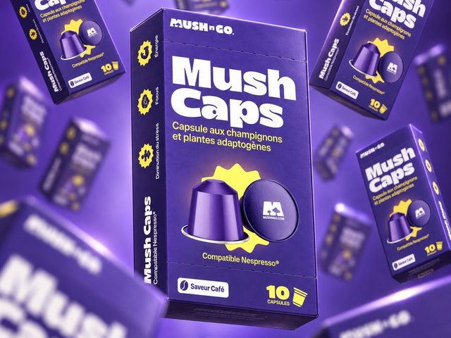 Des dizaines de boîtes Mush Caps en lévitation, une seule nette au centre
