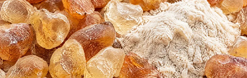 Lágrimas de goma de acacia y polvo de fibra de acacia
