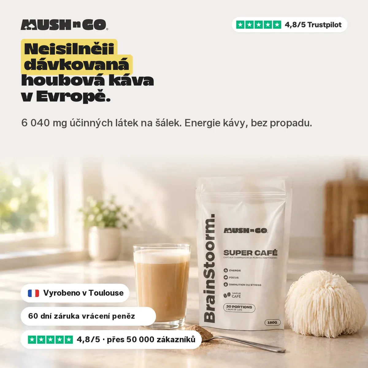 Brainstoorm Café, nejsilněji dávkovaná houbová káva v Evropě