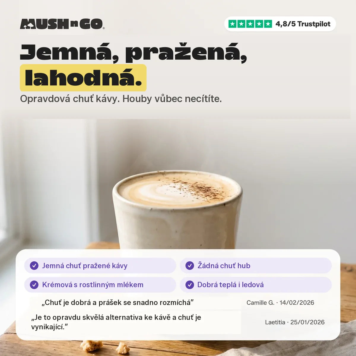 Jemná, pražená, lahodná: chuť