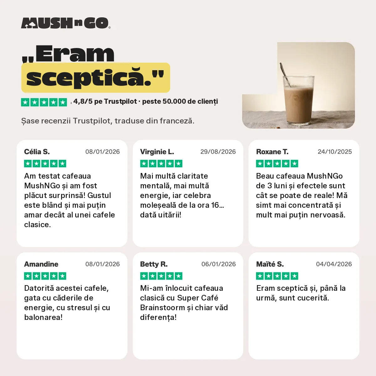 Șase recenzii Trustpilot, traduse din franceză