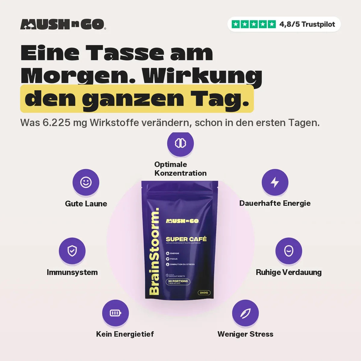 Eine Tasse am Morgen, Wirkung den ganzen Tag