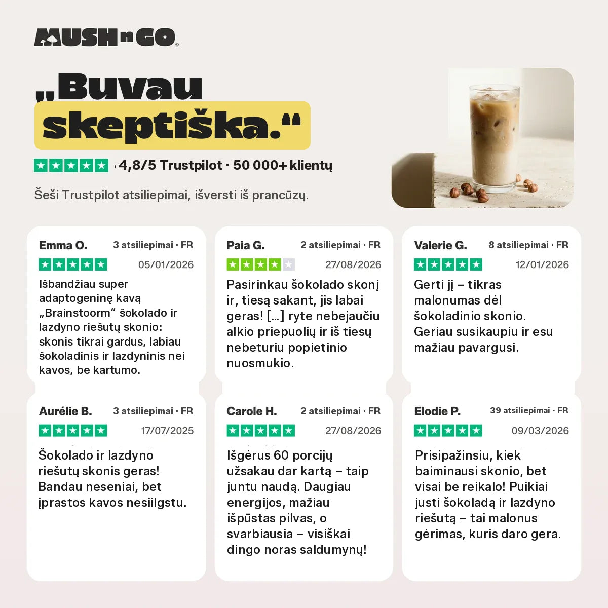 Šeši „Trustpilot“ atsiliepimai, išversti iš prancūzų kalbos