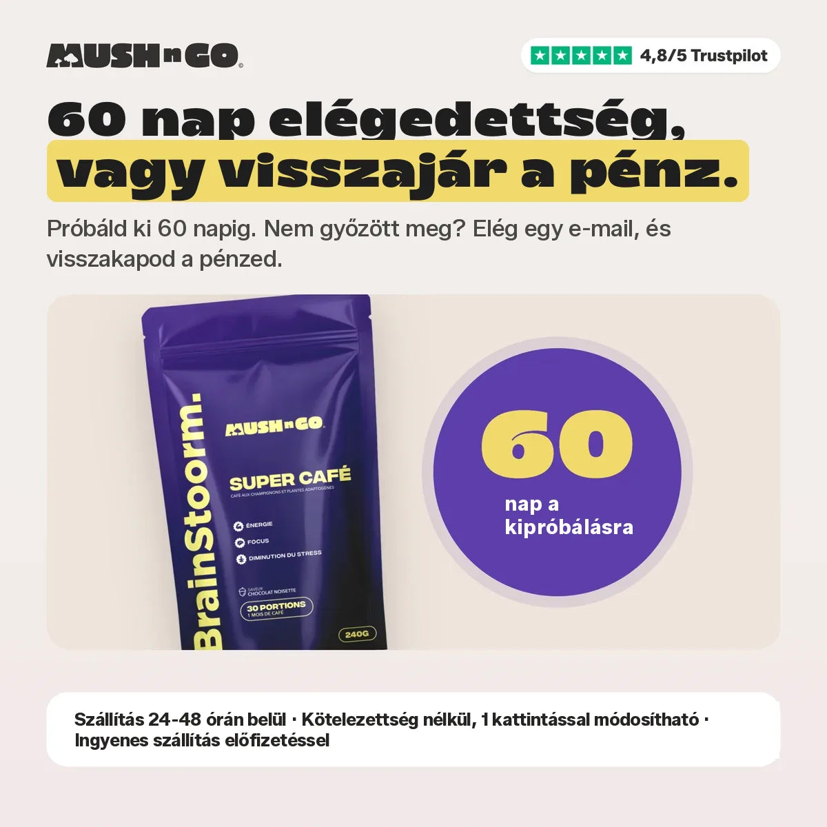 60 napos pénzvisszafizetési garancia