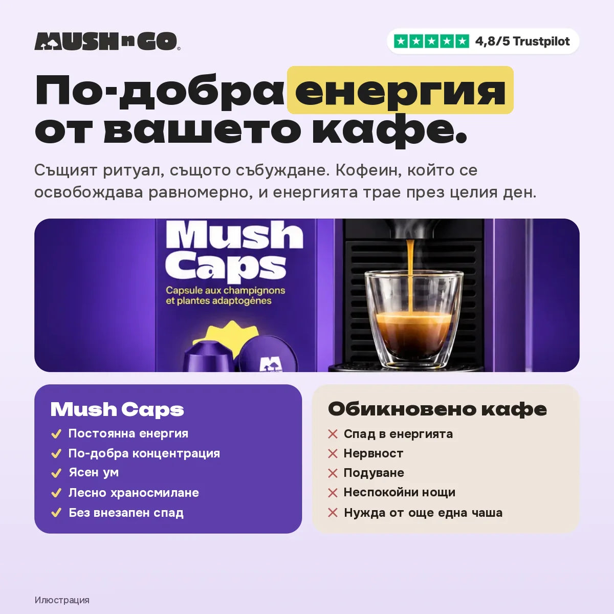 Better energy than your coffee: Mush Caps vs regular coffee