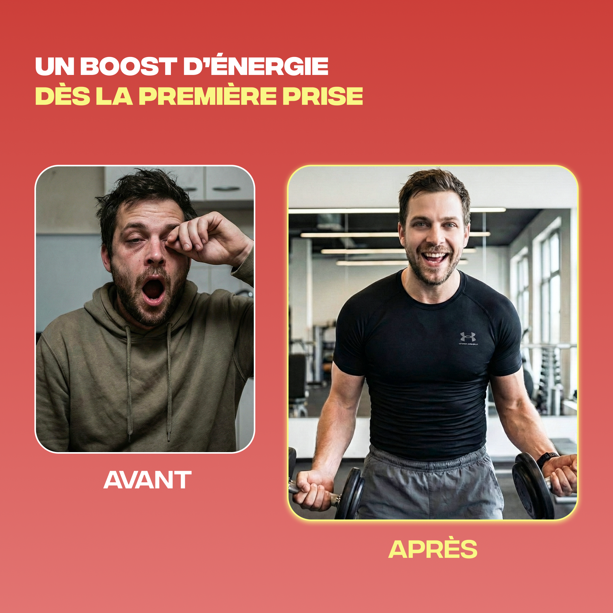 Avant et après Énergie Mush n Go - Un boost d'énergie dès la première prise