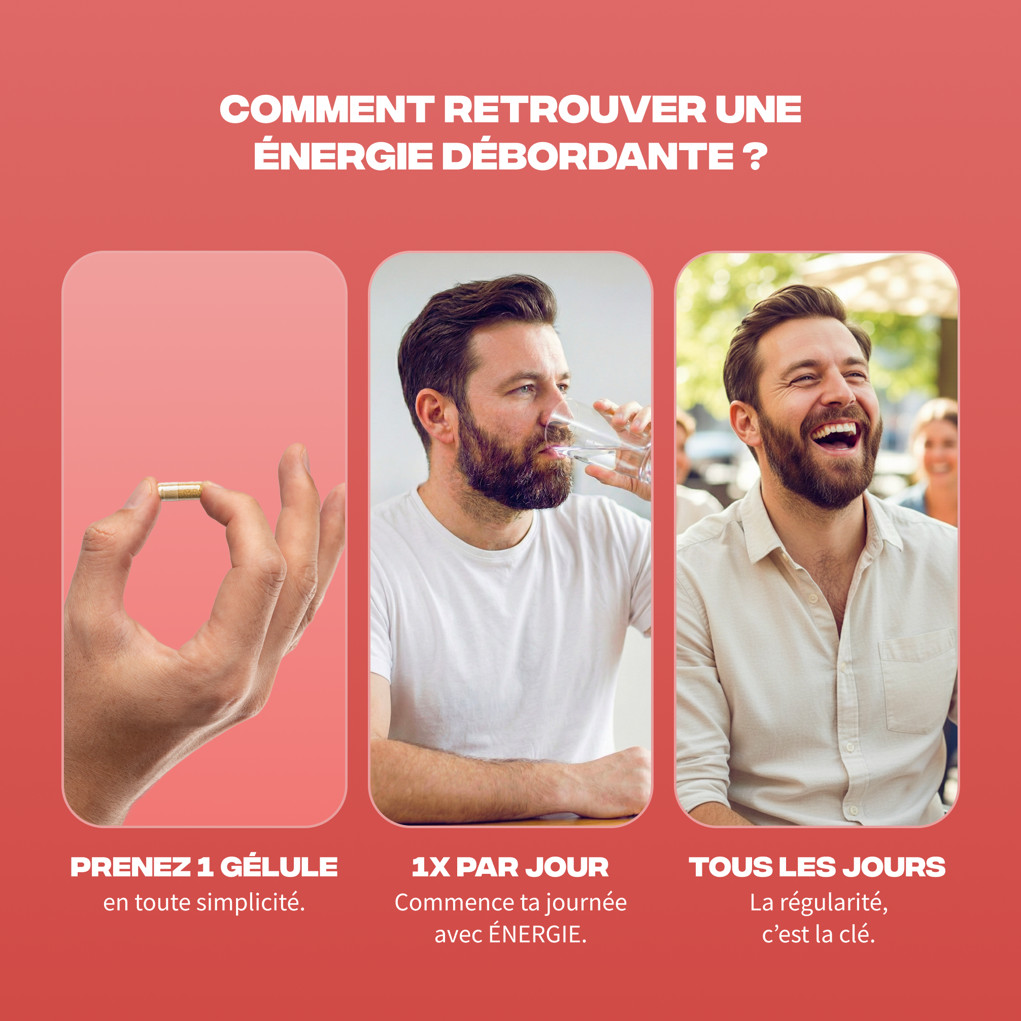 Posologie Énergie Mush n Go - Prenez 1 gélule par jour pour retrouver une énergie débordante