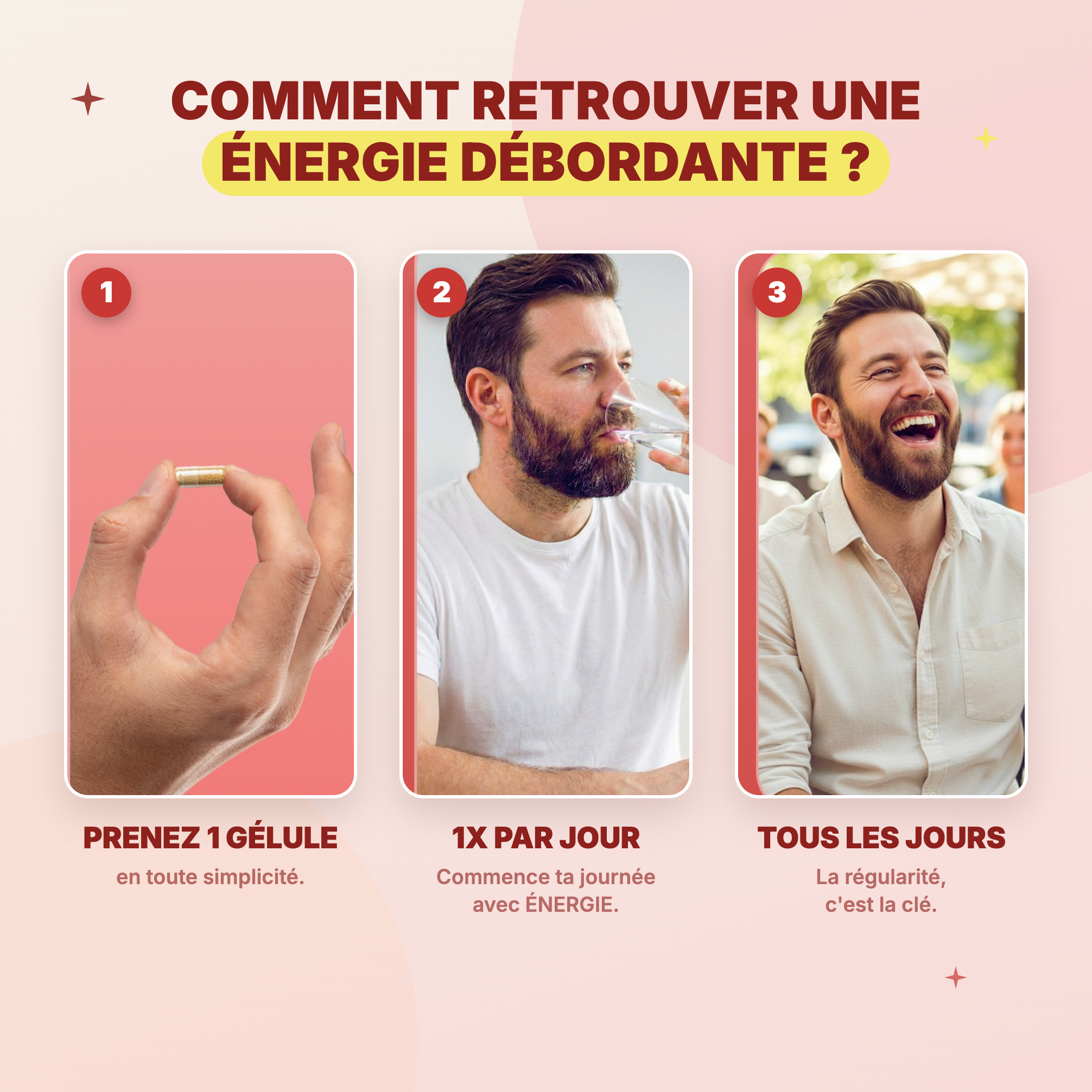 Posologie Énergie Mush n Go - 1 gélule par jour pour une énergie débordante