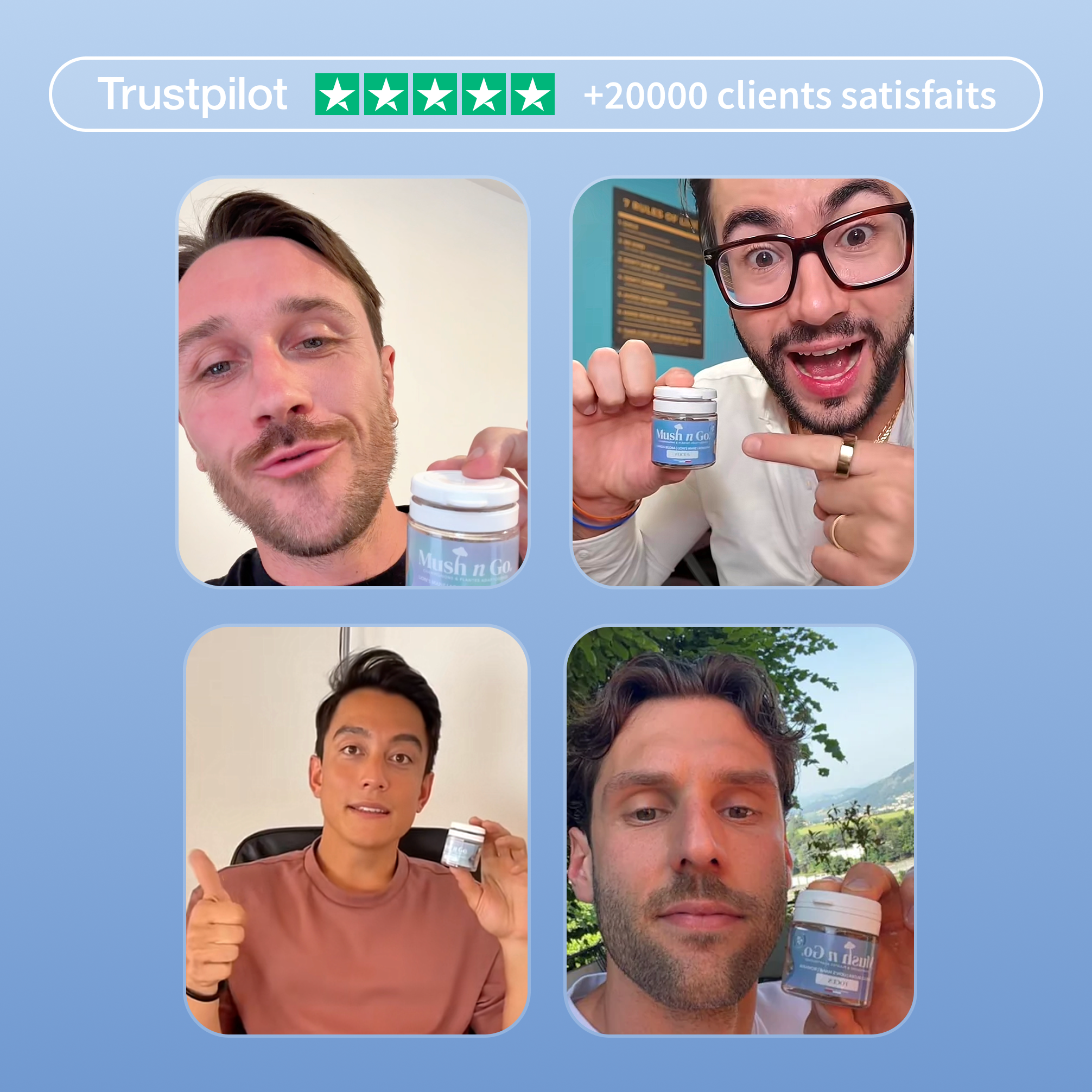 Avis clients Mush n Go Focus - Trustpilot 5 étoiles, plus de 20000 clients satisfaits
