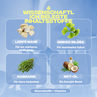 focus ingredients lions mane ginkgo biloba romarin huile mct