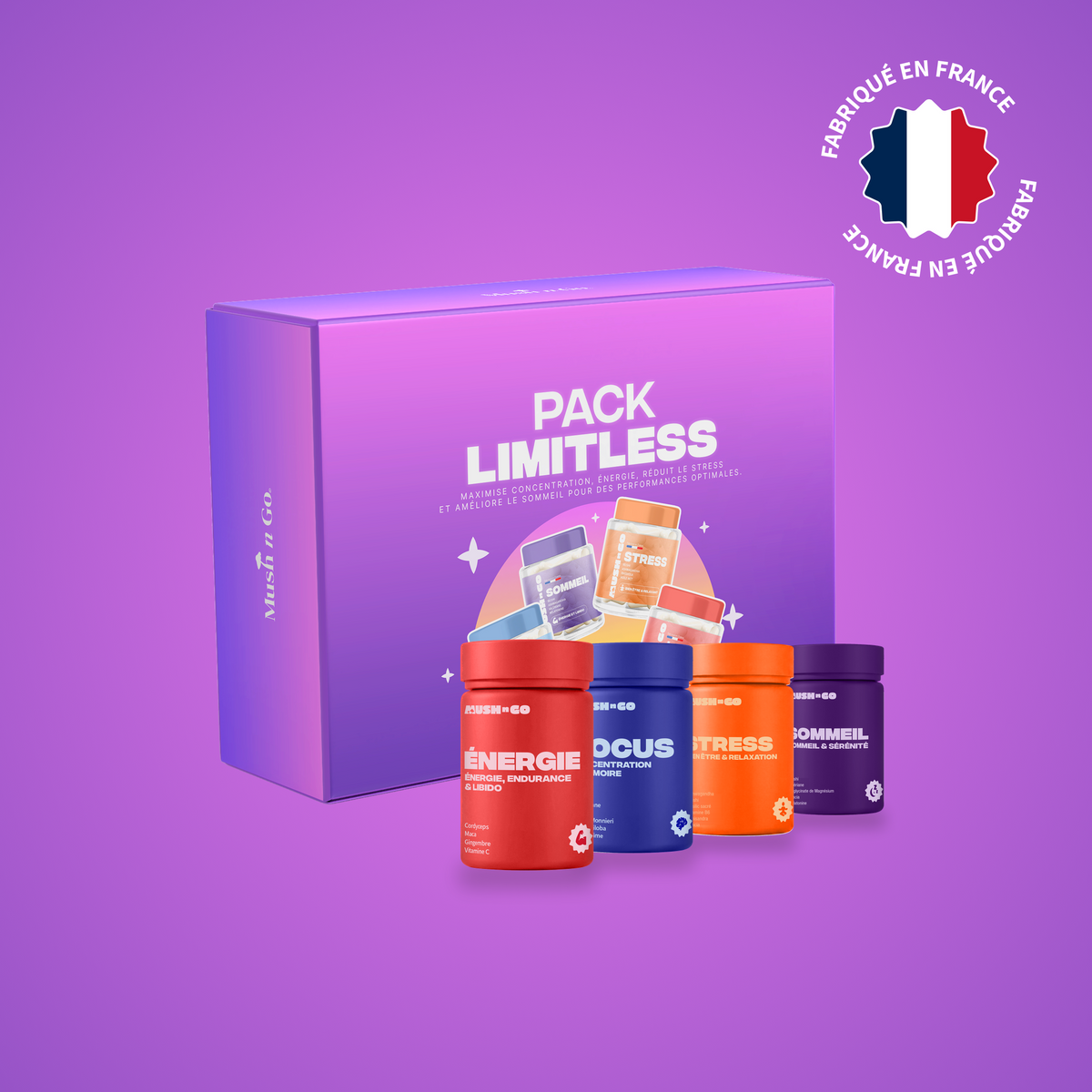 Pack Limitless Mush n Go — packshot coffret avec pots v2, fabriqué en France