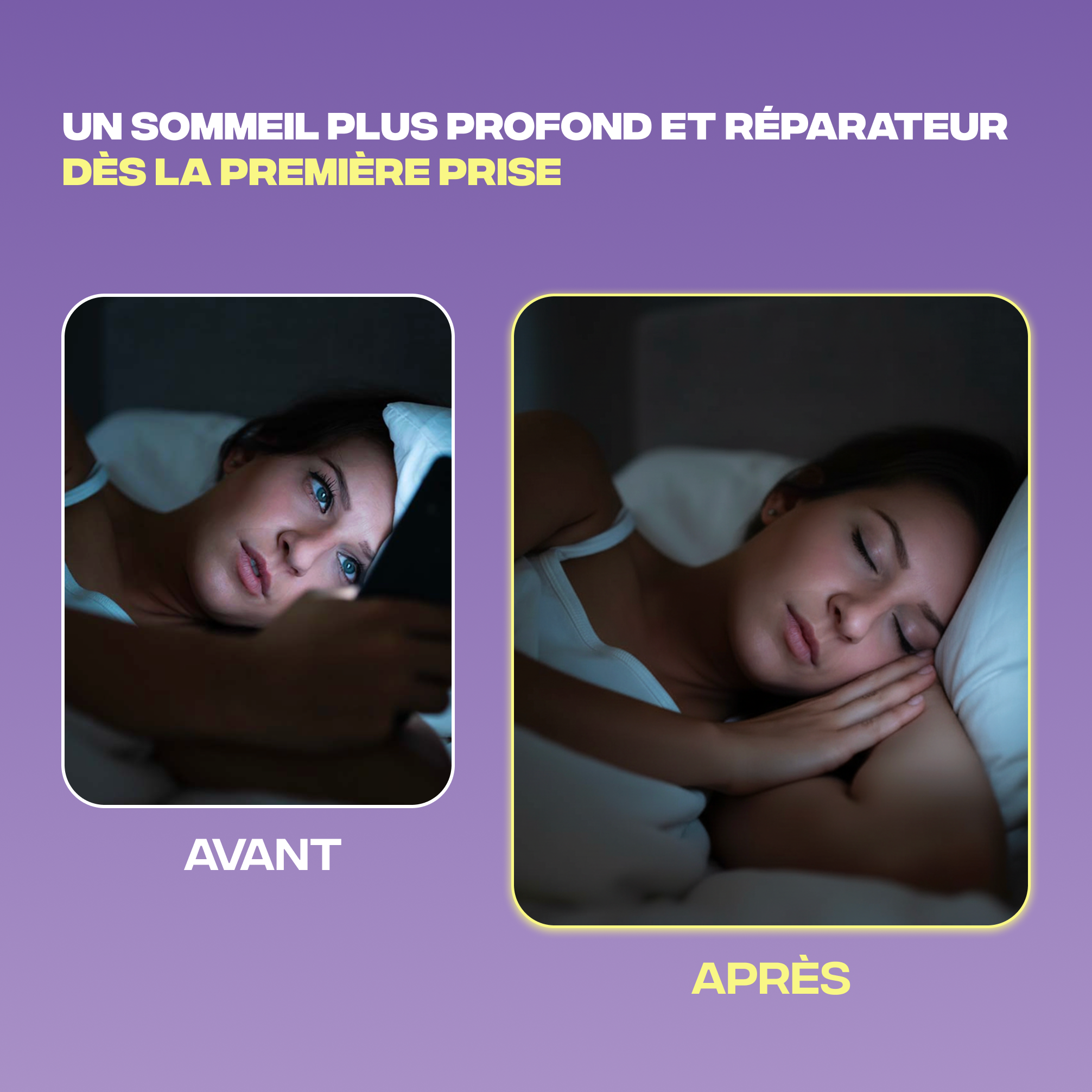 Avant et après Sommeil+ Mush n Go - Un sommeil plus profond et réparateur dès la première prise