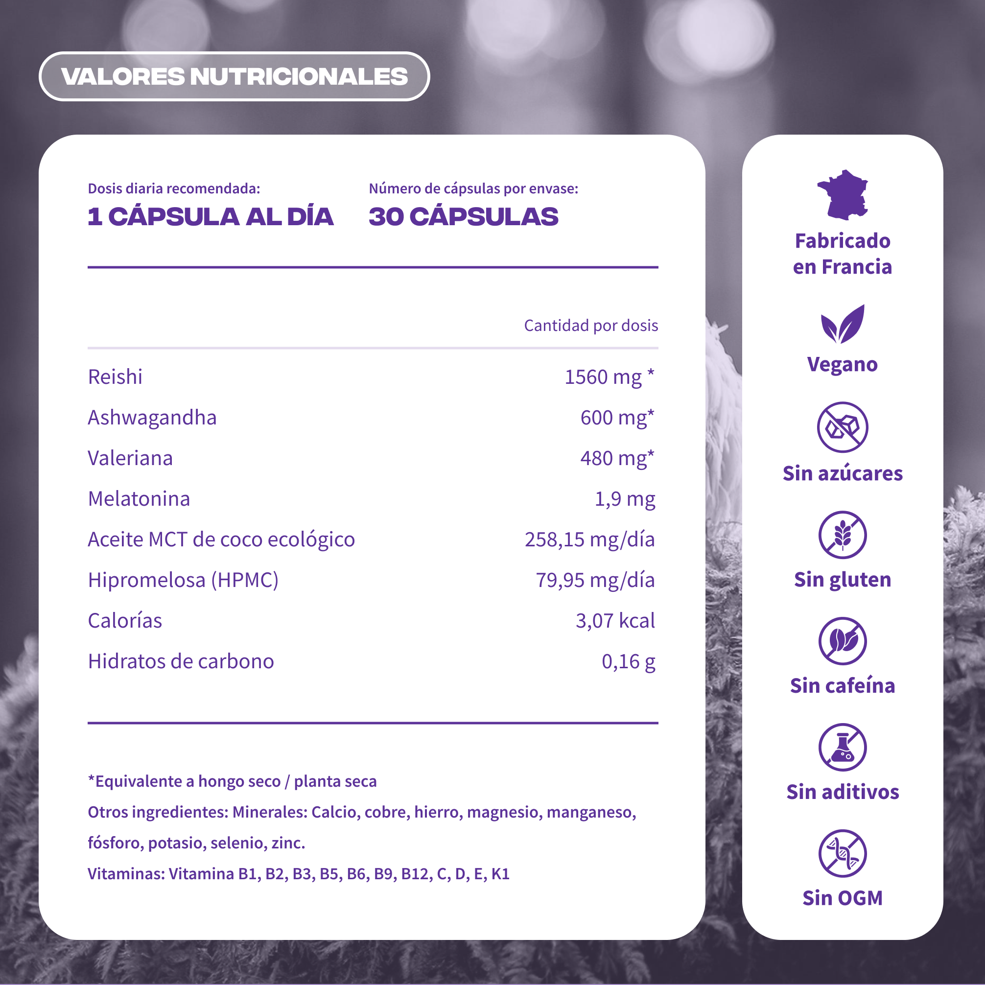 sommeil valeurs nutritionnelles vegan sans gluten fabrique france