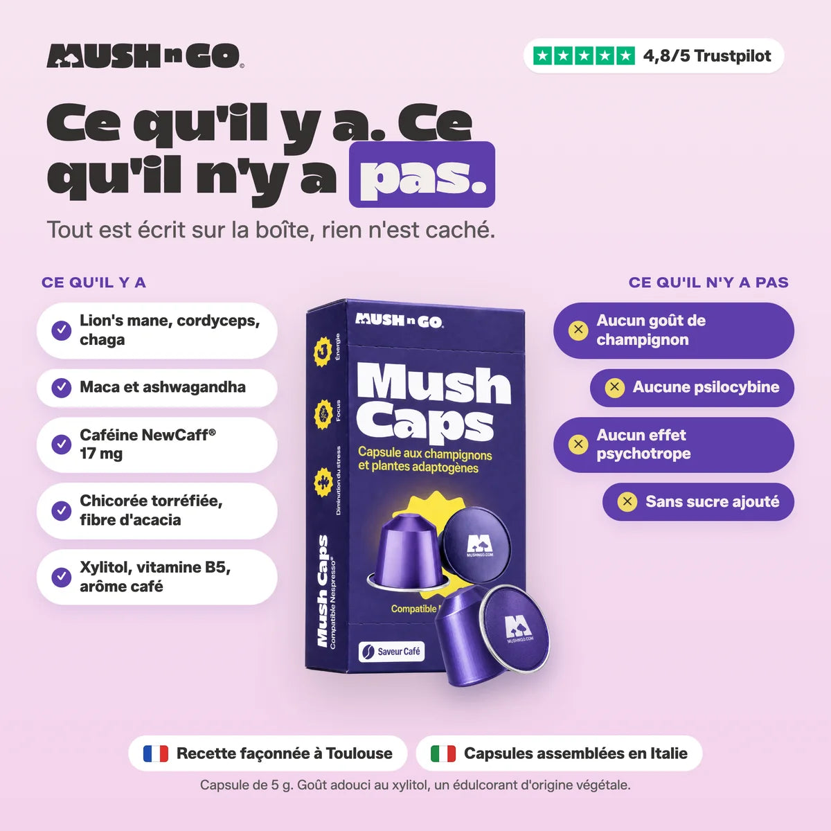 What's in Mush Caps, and what isn't