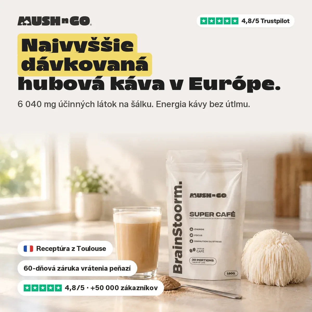 Brainstoorm Café, najsilnejšie dávkovaná hubová káva v Európe