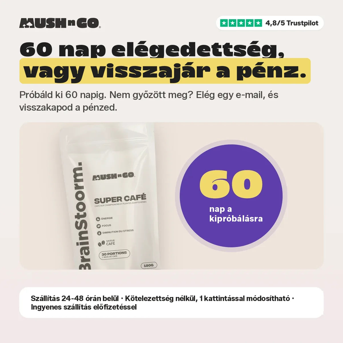60 napos pénzvisszafizetési garancia