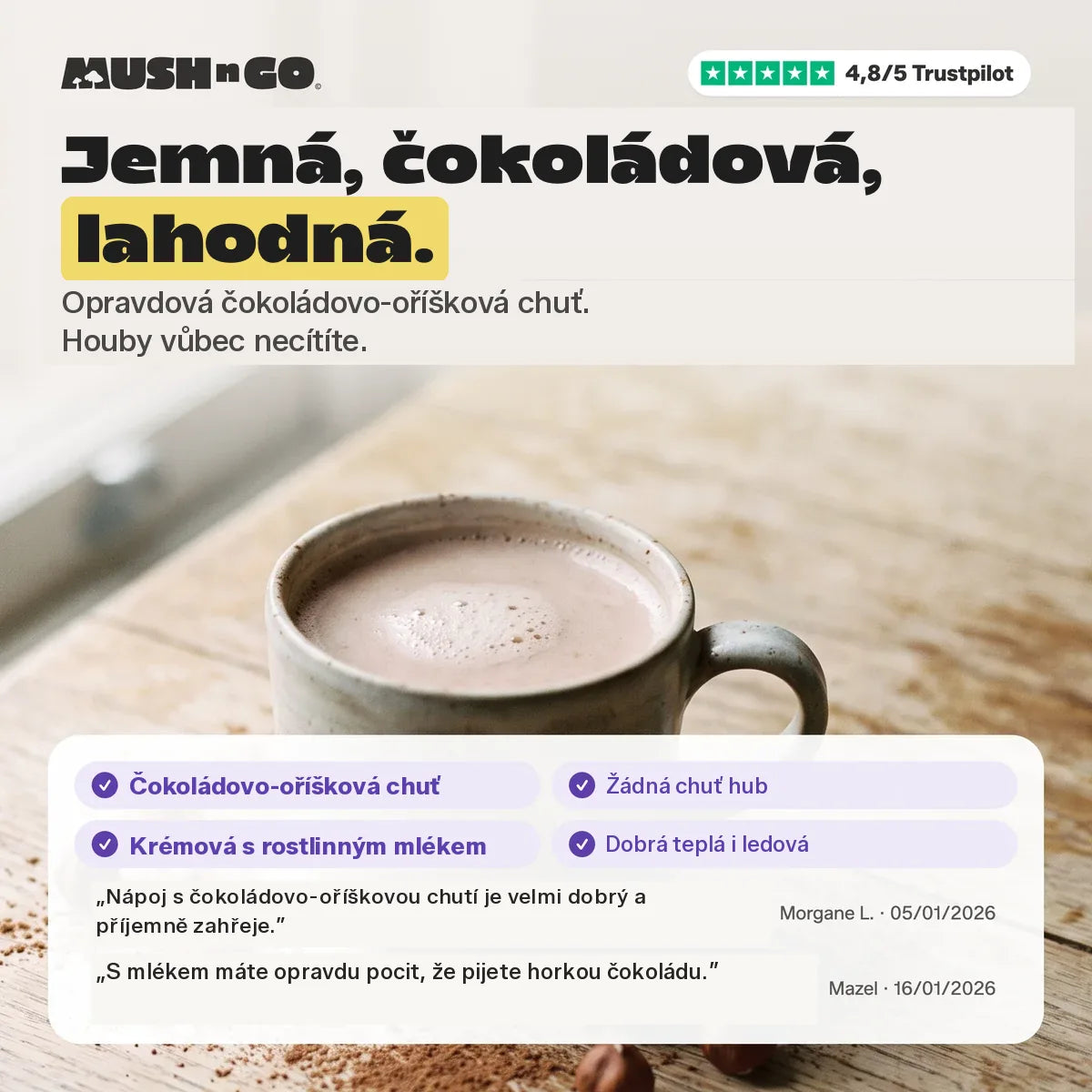 Jemná, čokoládová, lahodná: chuť