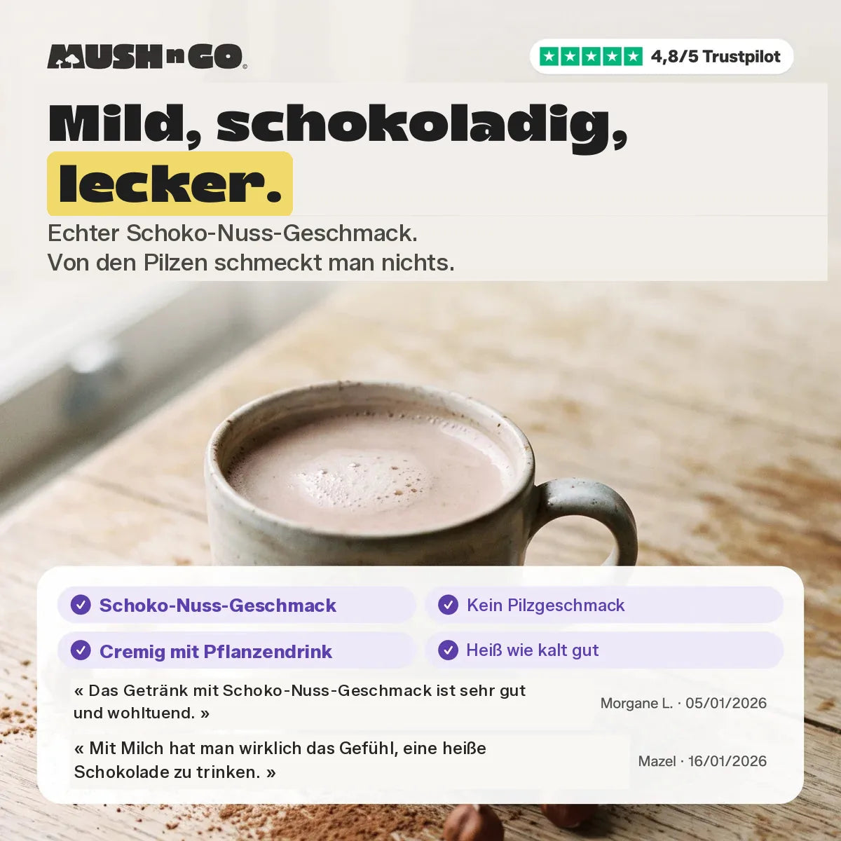 Mild, schokoladig, vollmundig: der Geschmack