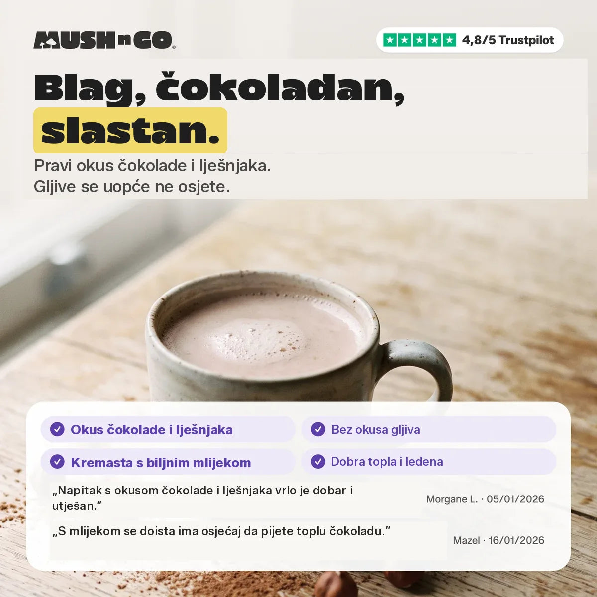 Blag, čokoladan, bogat: okus