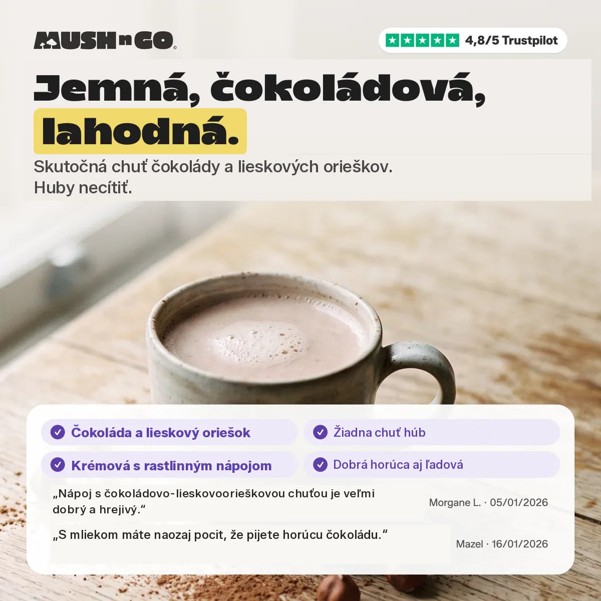 Jemná, čokoládová, lahodná: chuť
