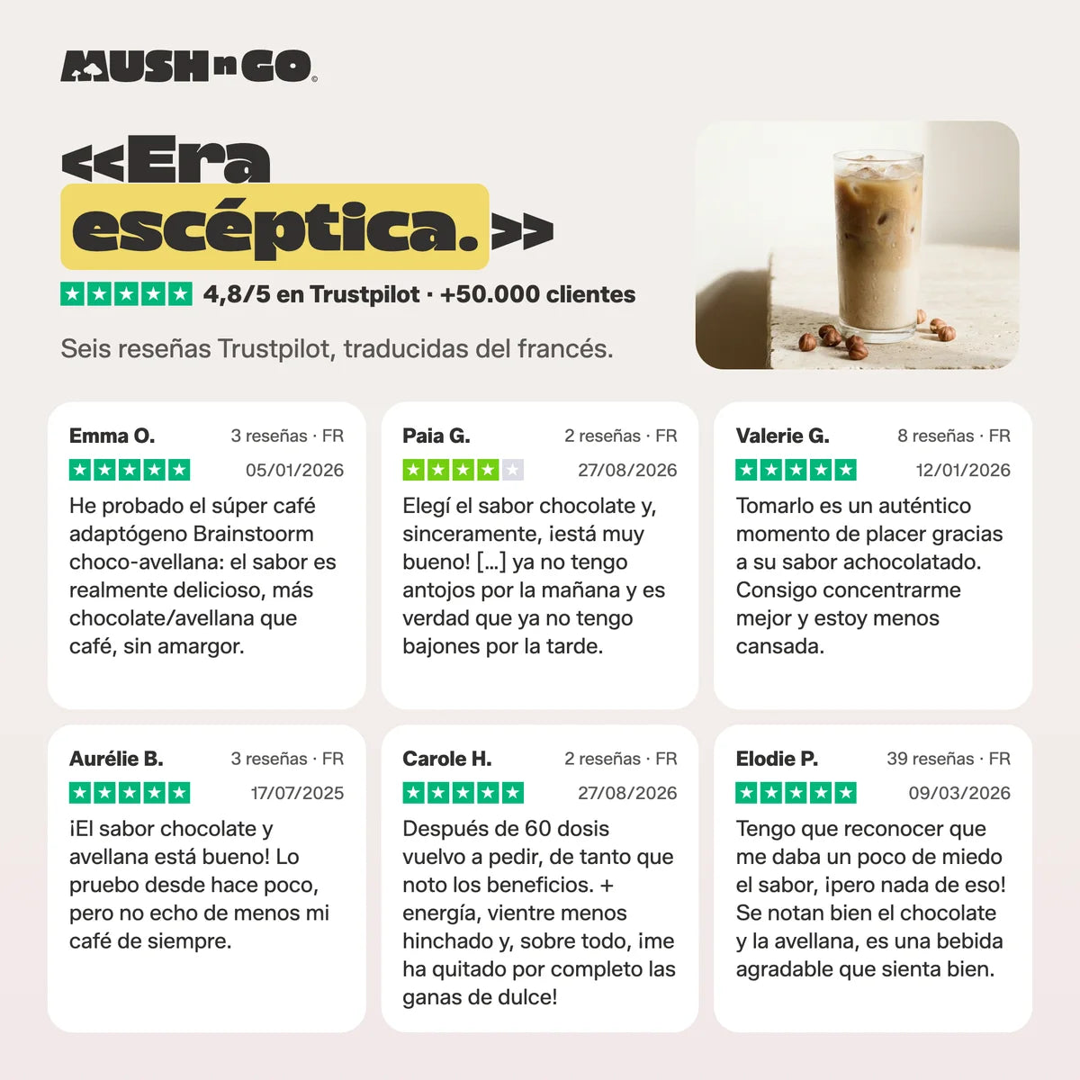 Seis reseñas Trustpilot, traducidas del francés