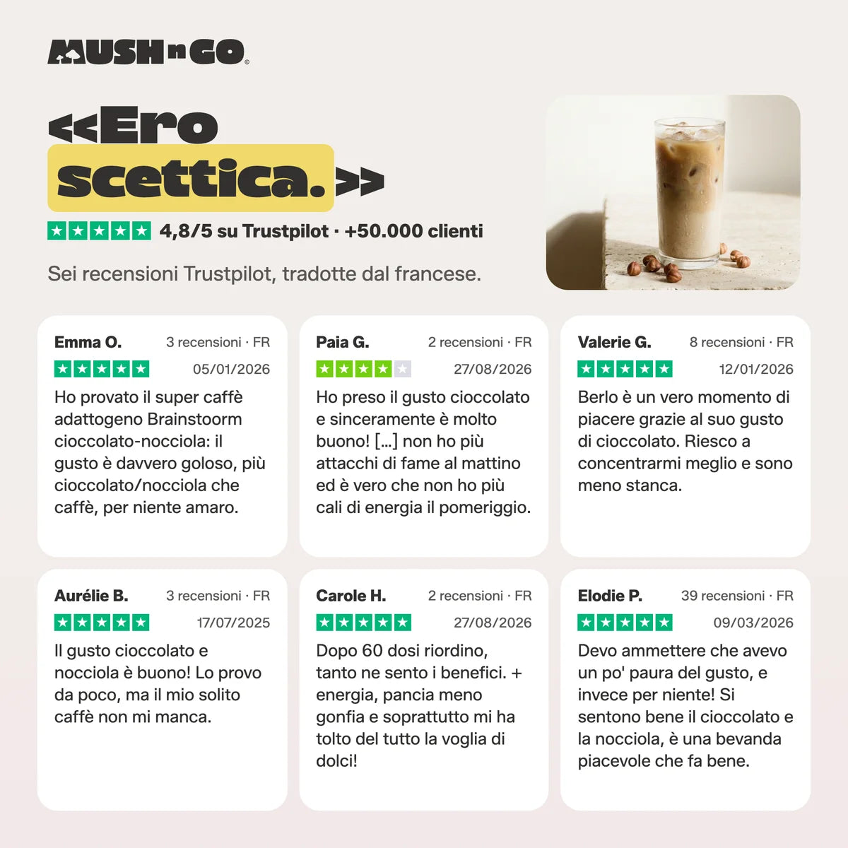 Sei recensioni Trustpilot, tradotte dal francese