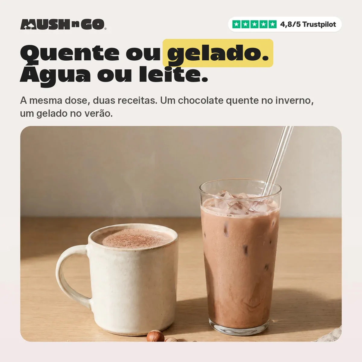 Quente ou gelado, com água ou leite