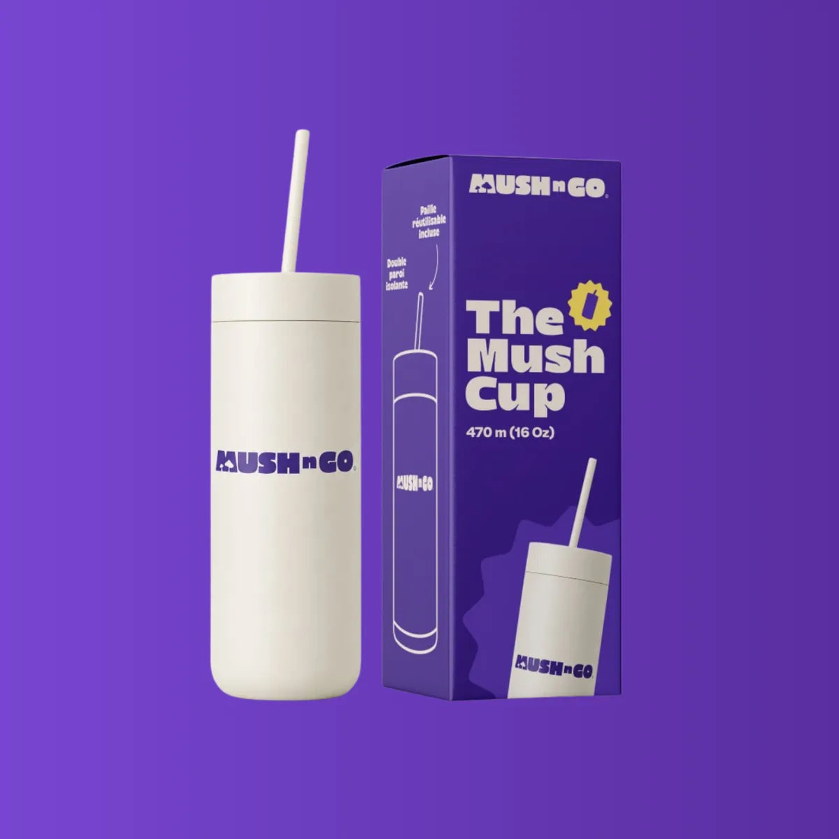 La gourde The Mush Cup et sa boîte