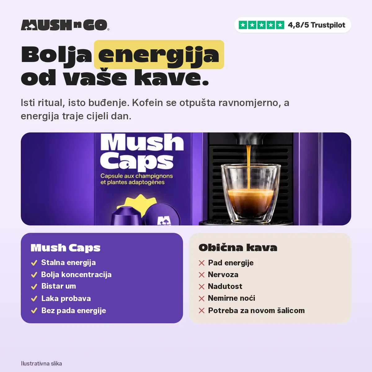 Better energy than your coffee: Mush Caps vs regular coffee