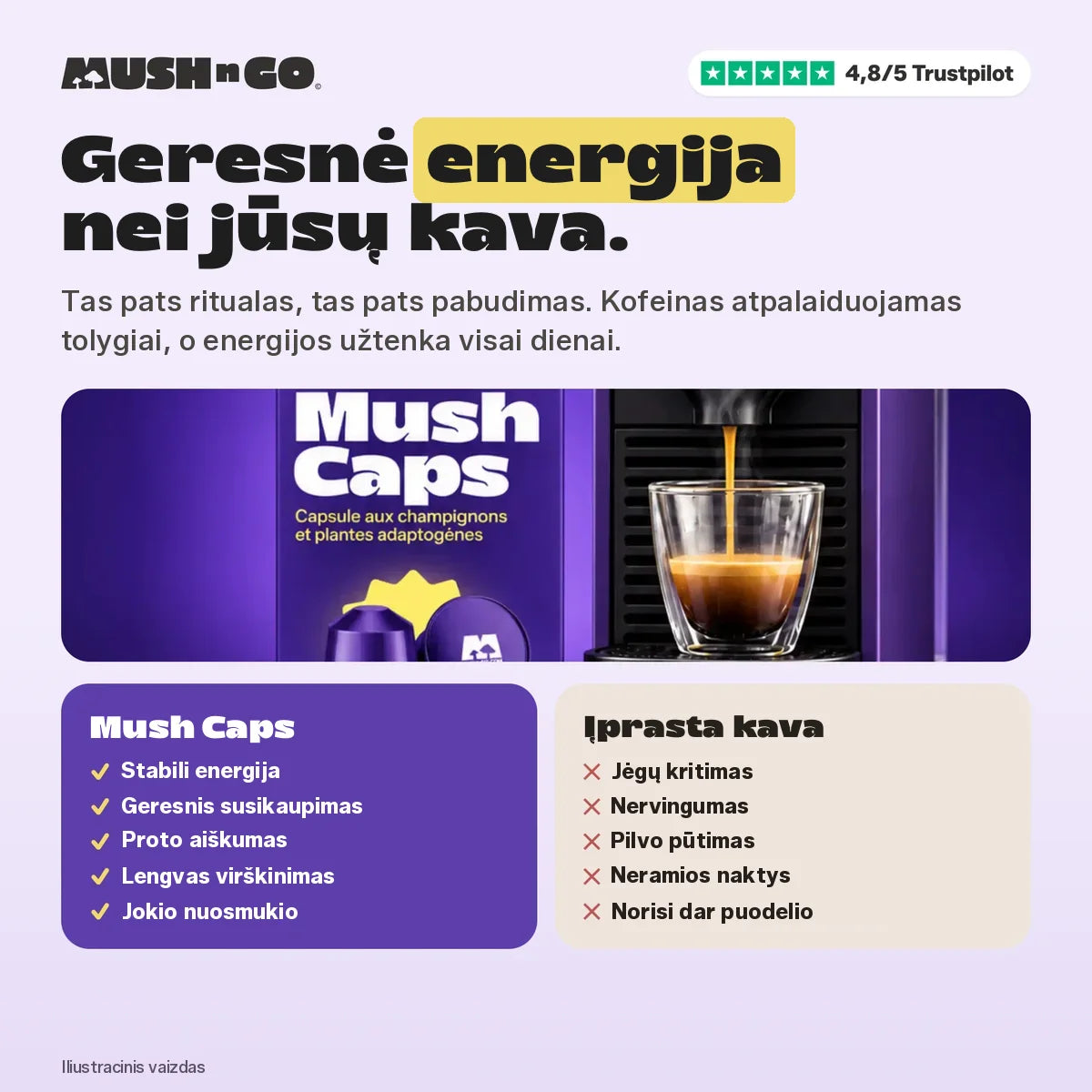 Better energy than your coffee: Mush Caps vs regular coffee