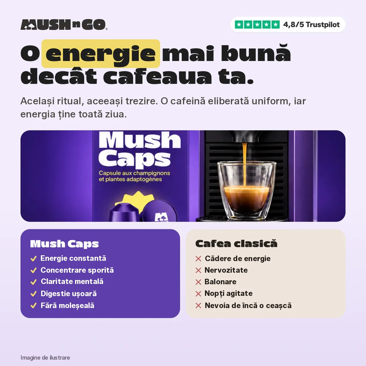 Better energy than your coffee: Mush Caps vs regular coffee